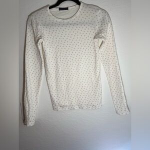 Brandy Melville Cream Patterned Long Sleeve Top